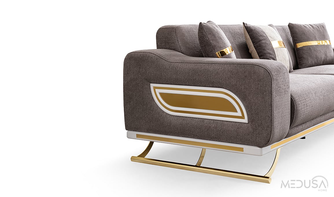 Bella Luxury Antrasit Üçlü Koltuk