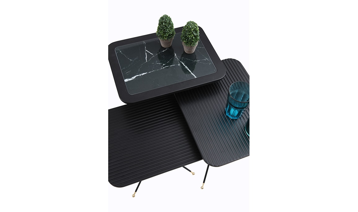 Diamond Marble Black Zigon Sehpa