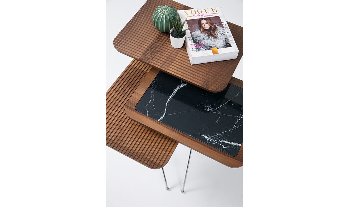Diamond Walnut Black Zigon Sehpa