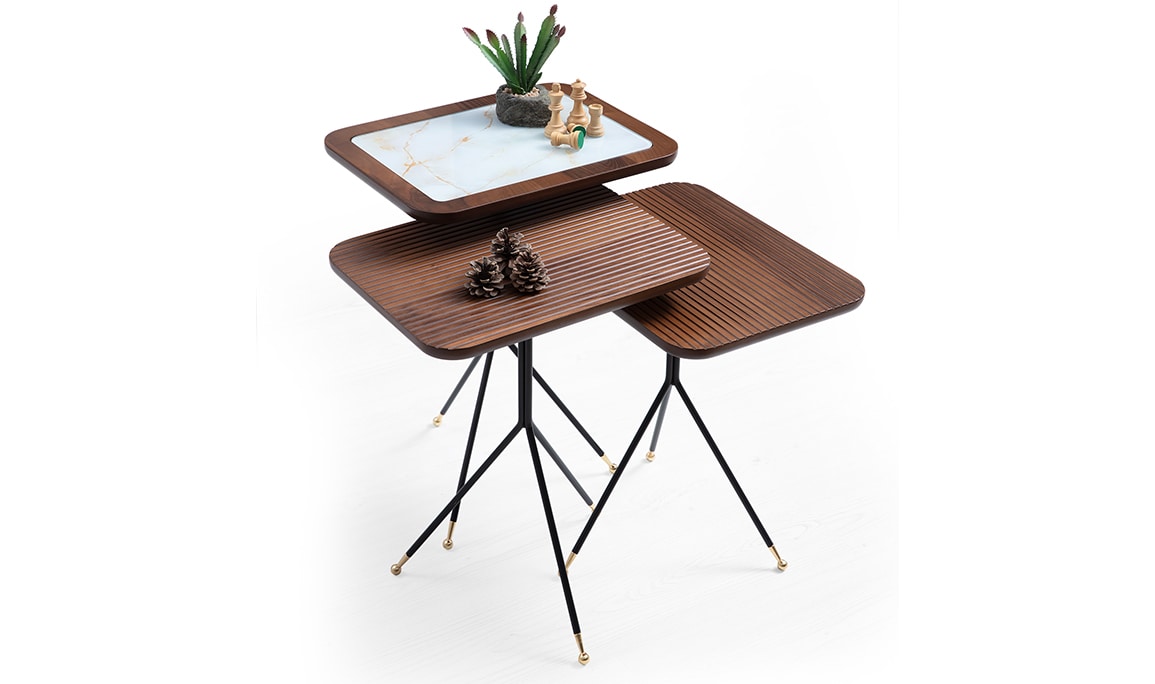 Diamond Walnut White Zigon Sehpa