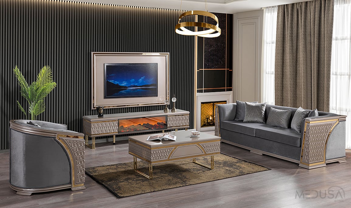 Milan Luxury Şömineli Tv Ünitesi
