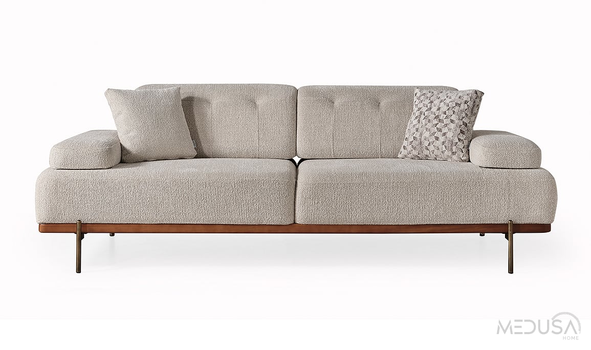 Oslin Beyaz Üçlü Koltuk