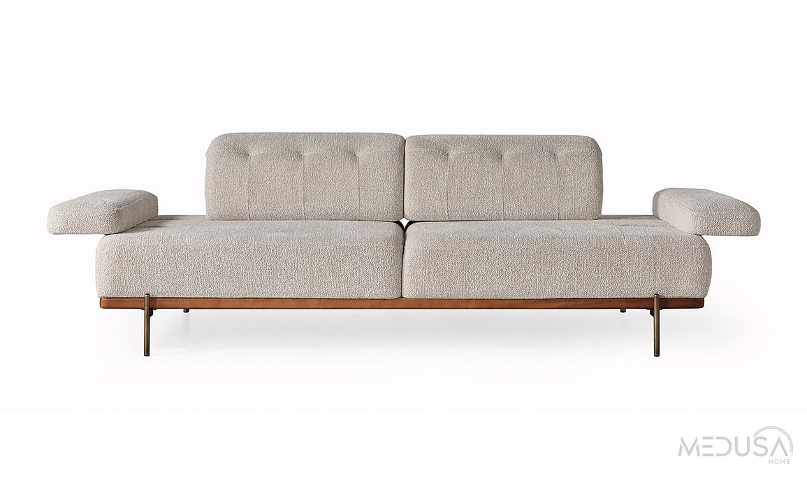 Oslin Beyaz Üçlü Koltuk