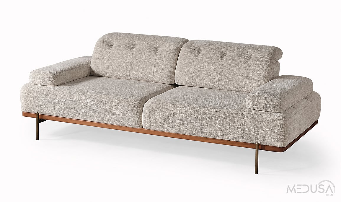 Oslin Beyaz Üçlü Koltuk