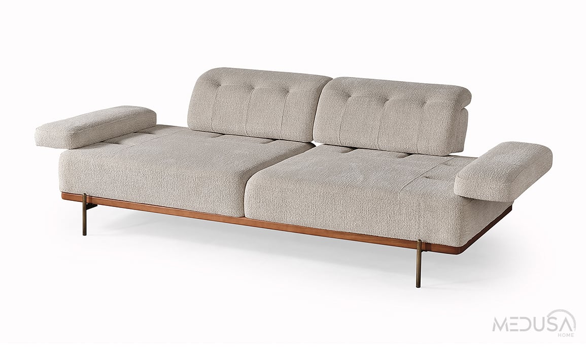 Oslin Beyaz Üçlü Koltuk