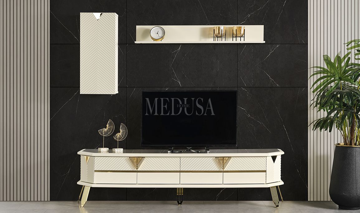 Max Beyaz-Gold Tv Ünitesi