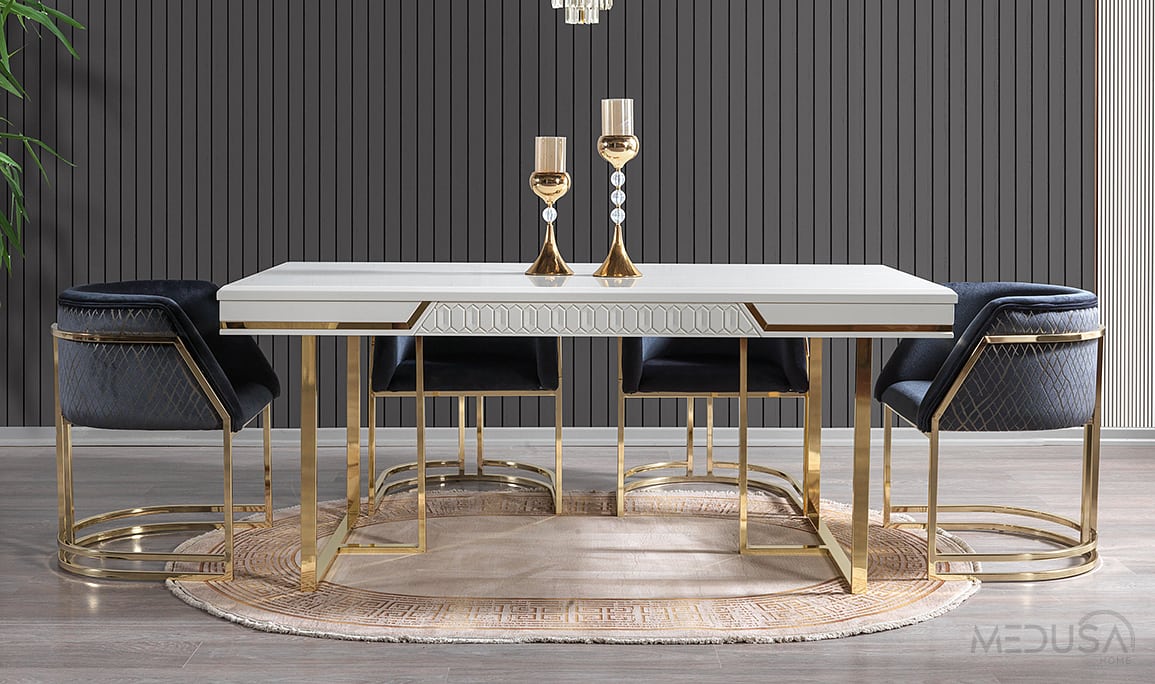 Paris Luxury Metal Yemek Masası