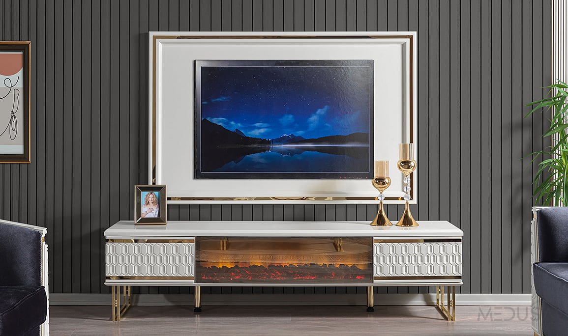 Paris Luxury Şömineli Tv Ünitesi