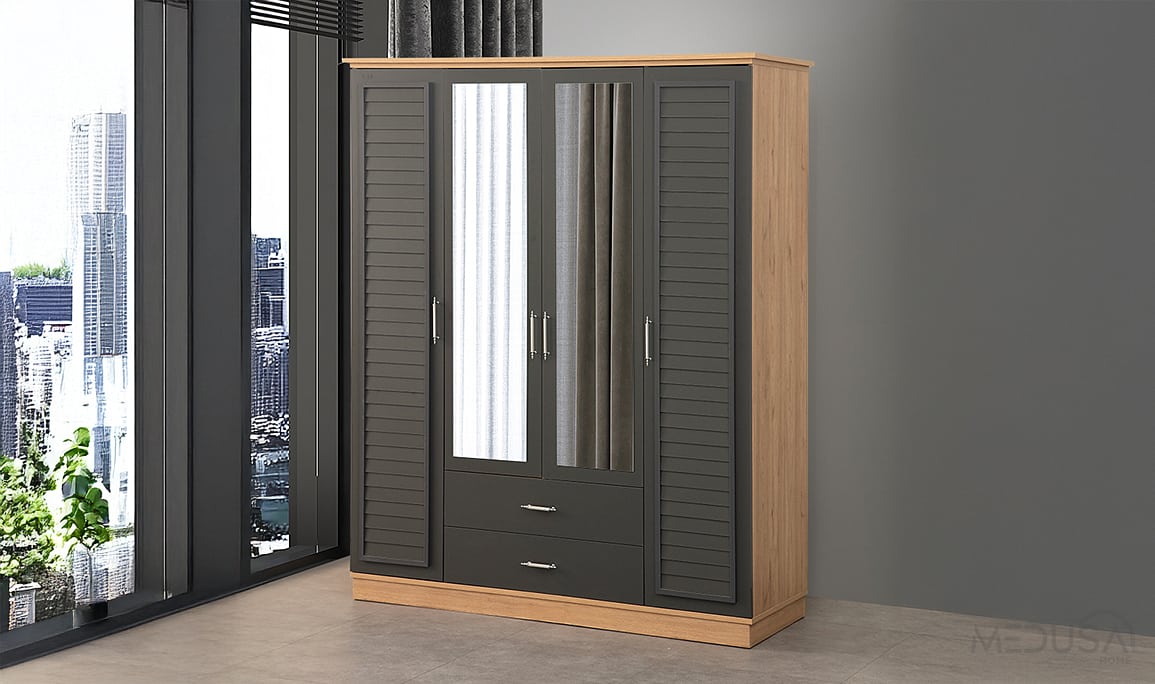 Plus Antrasit 4 Kapılı Gardırop