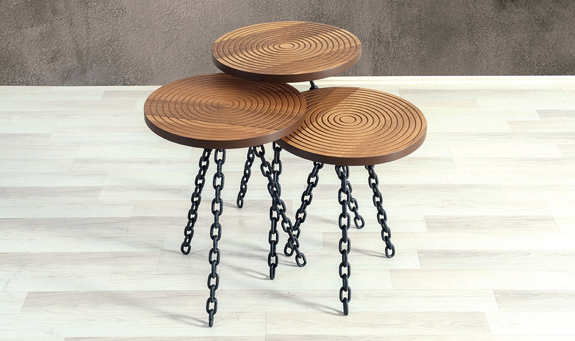 Zincir Walnut Zigon Sehpa